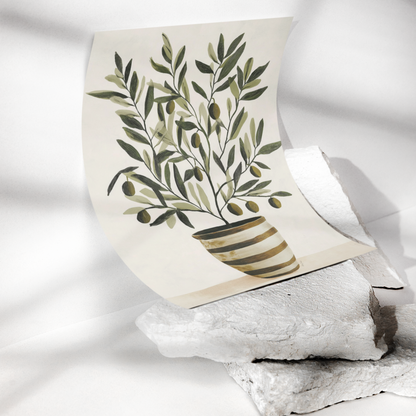 Cartel impreso de un olivo.