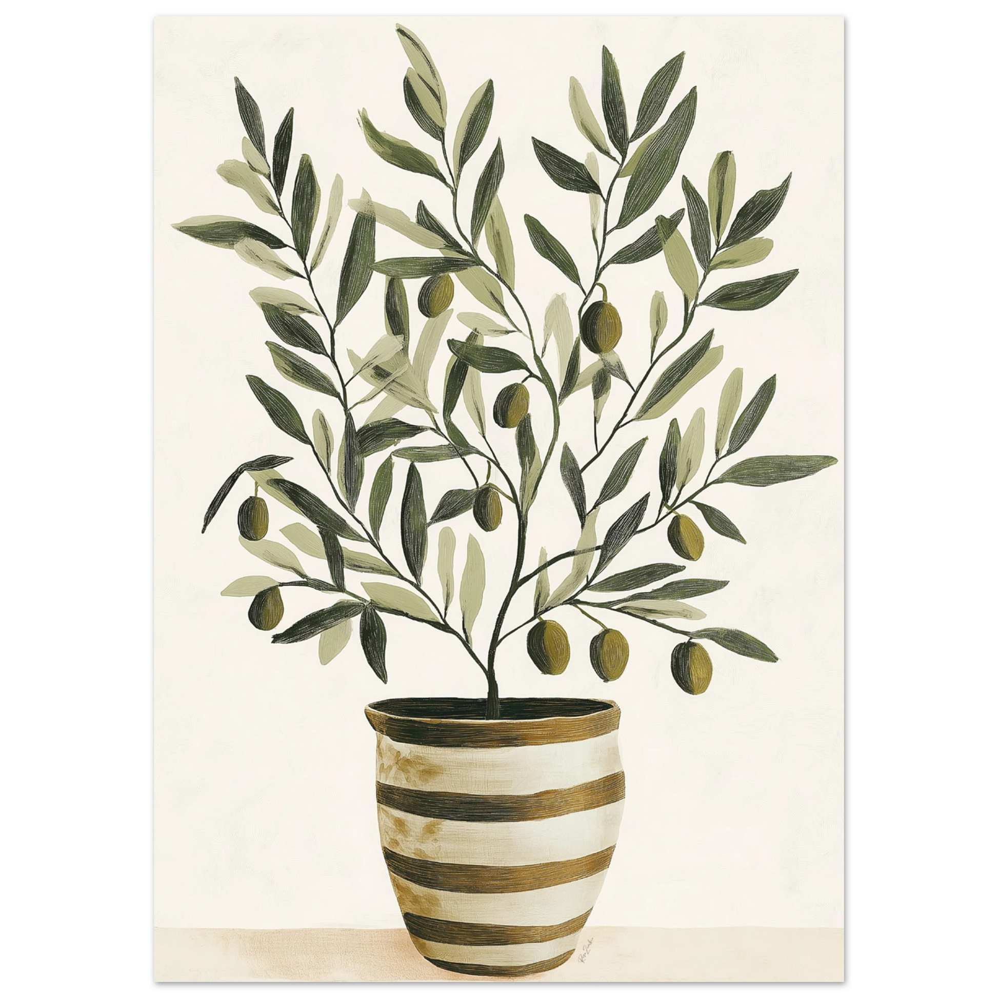 Ecofriendly painting-style poster olive plant
