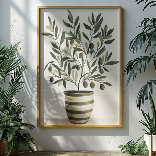 Ecofriendly painting-style poster olive plant