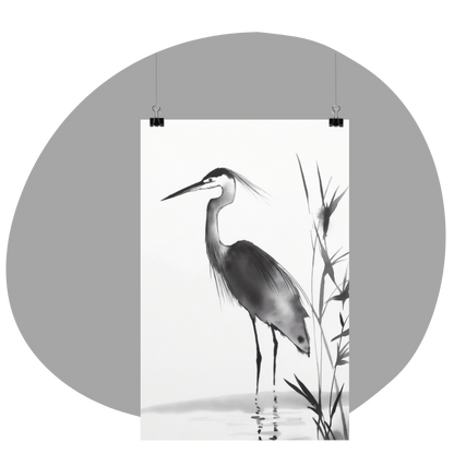 Poster imprimé écolo en style esquisse à l'encre de Chine - Illustration de faune
