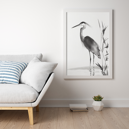 Poster imprimé écolo en style esquisse à l'encre de Chine - Illustration de faune