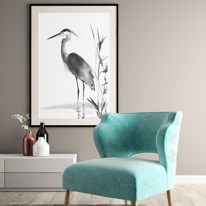 Poster imprimé écolo en style esquisse à l'encre de Chine - Illustration de faune
