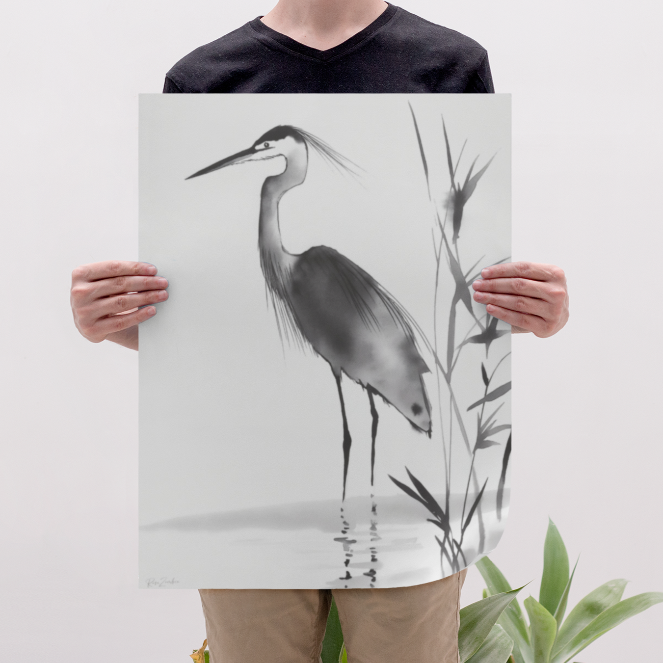 Póster ecológico impreso en estilo boceto en tinta china: Ilustración de vida silvestre