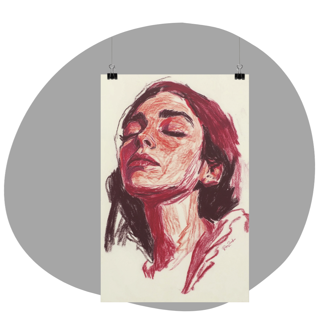 Poster imprimé écolo en style esquisse d'un visage de femme