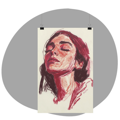 Poster imprimé écolo en style esquisse d'un visage de femme
