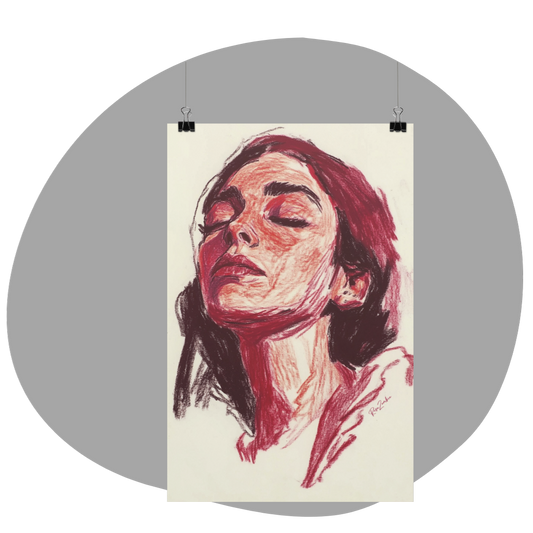 Poster imprimé écolo en style esquisse d'un visage de femme
