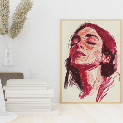 Poster imprimé écolo en style esquisse d'un visage de femme