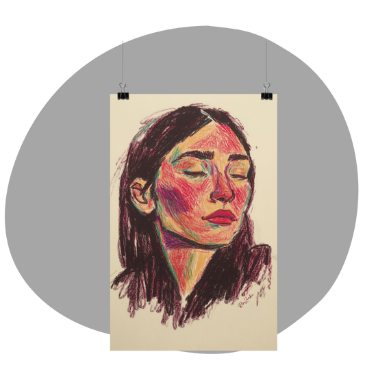 Poster imprimé écolo en style esquisse d'un visage de femme
