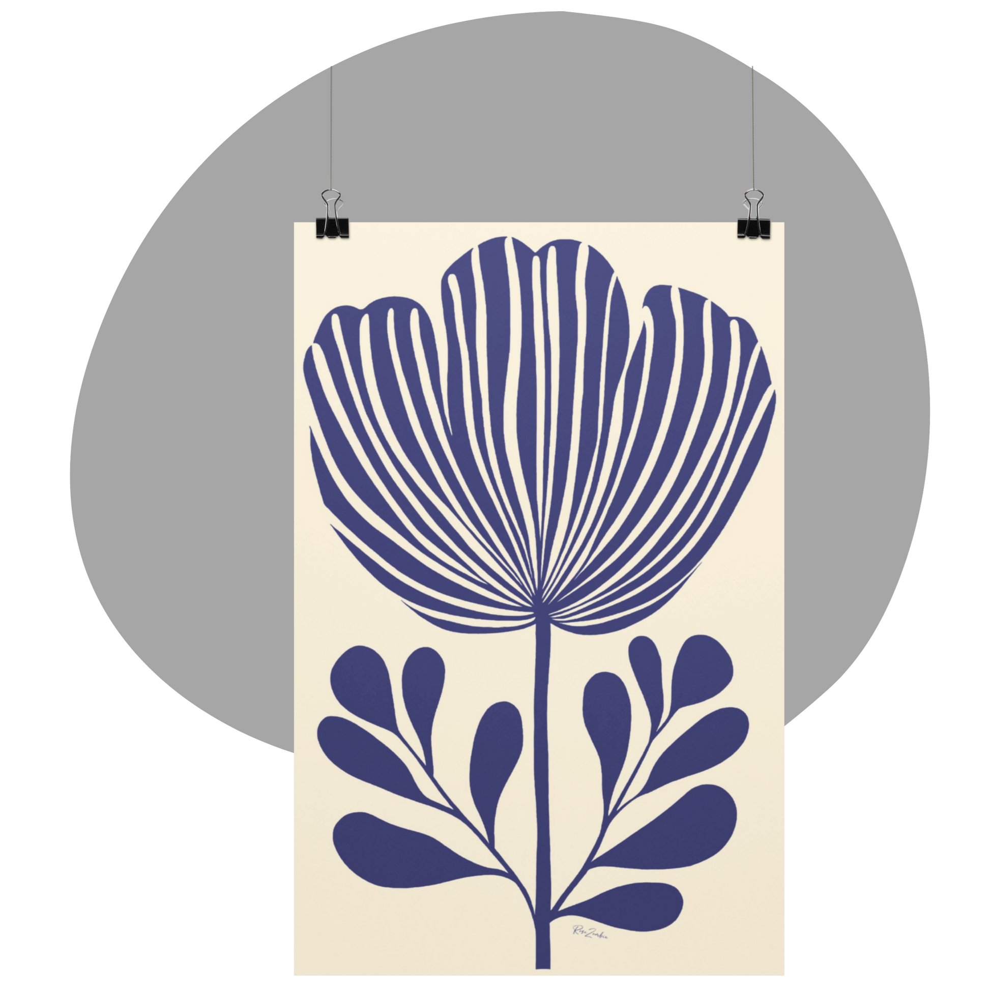Ecofriendly poster linocut style flowers 