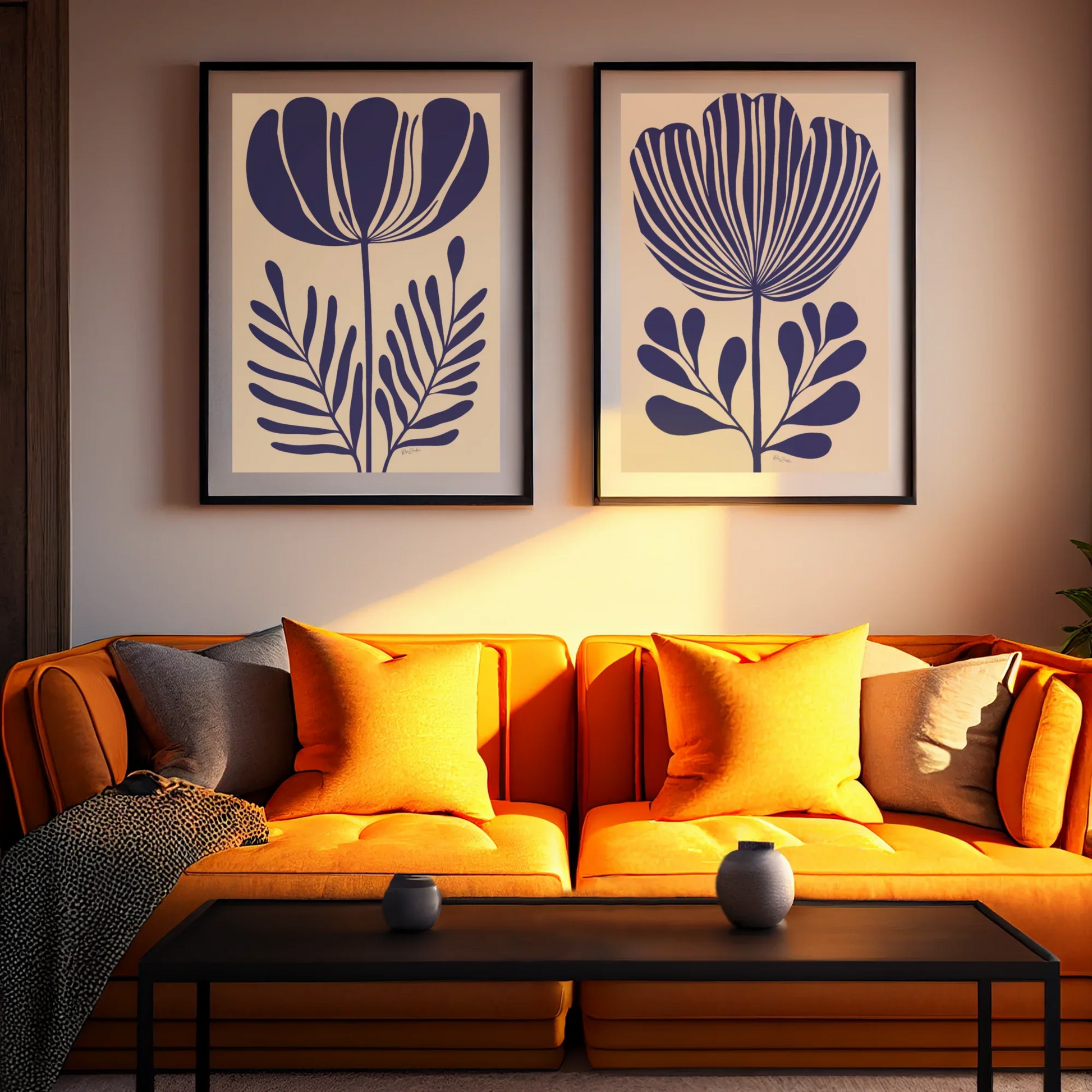 Affiches déco style linogravure fleurs, salon moderne, boutique rose zombie, écolo