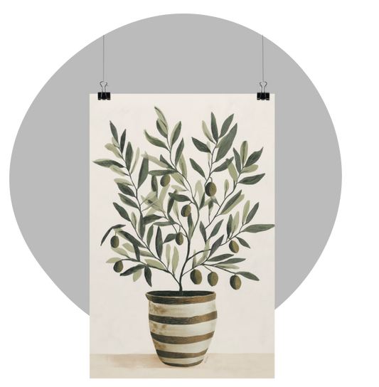 Ecofriendly painting-style poster olive plant