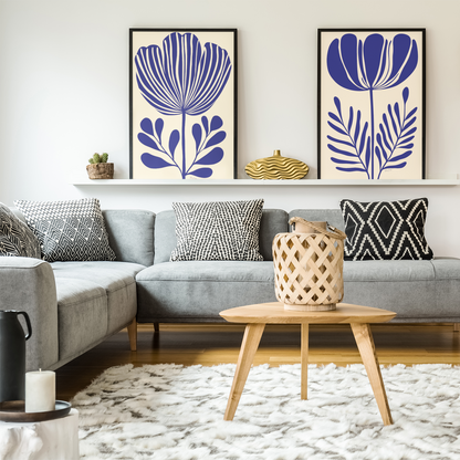 Ecofriendly poster linocut style flowers