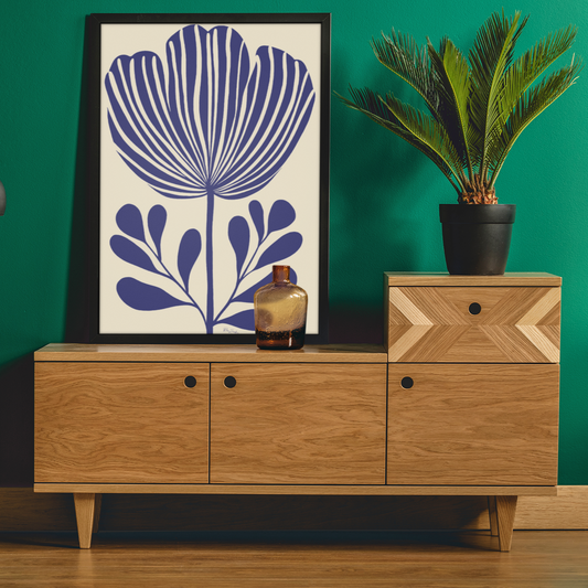 Ecofriendly poster linocut style flowers