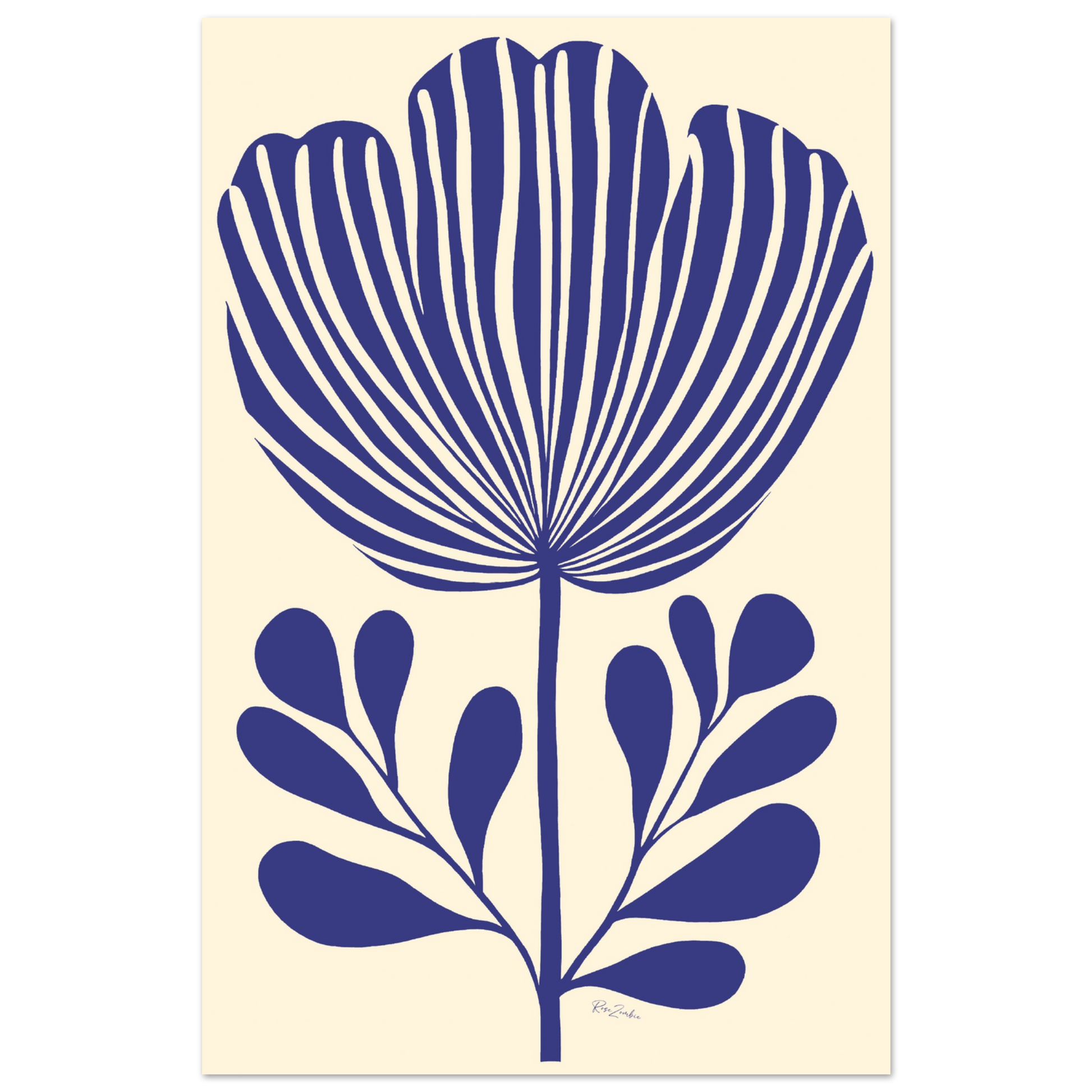 Ecofriendly poster linocut style flowers