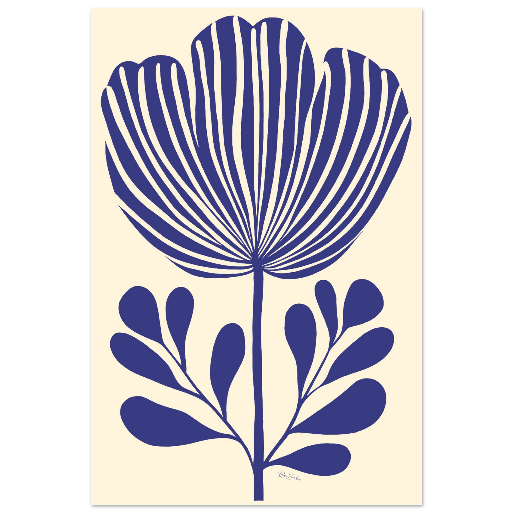 Ecofriendly poster linocut style flowers