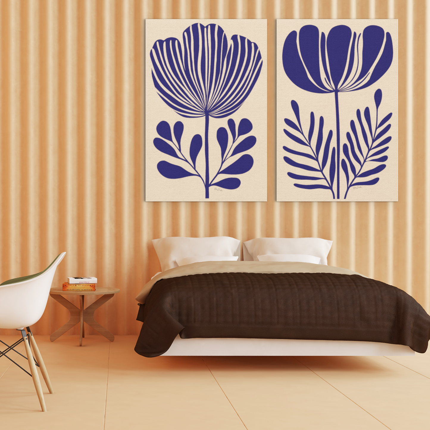 Affiche de fleur tropicale en style linogravure