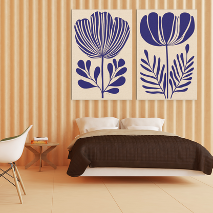 Affiche de fleur tropicale en style linogravure