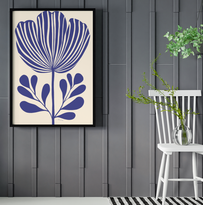 Póster de flores tropicales en estilo linograbado