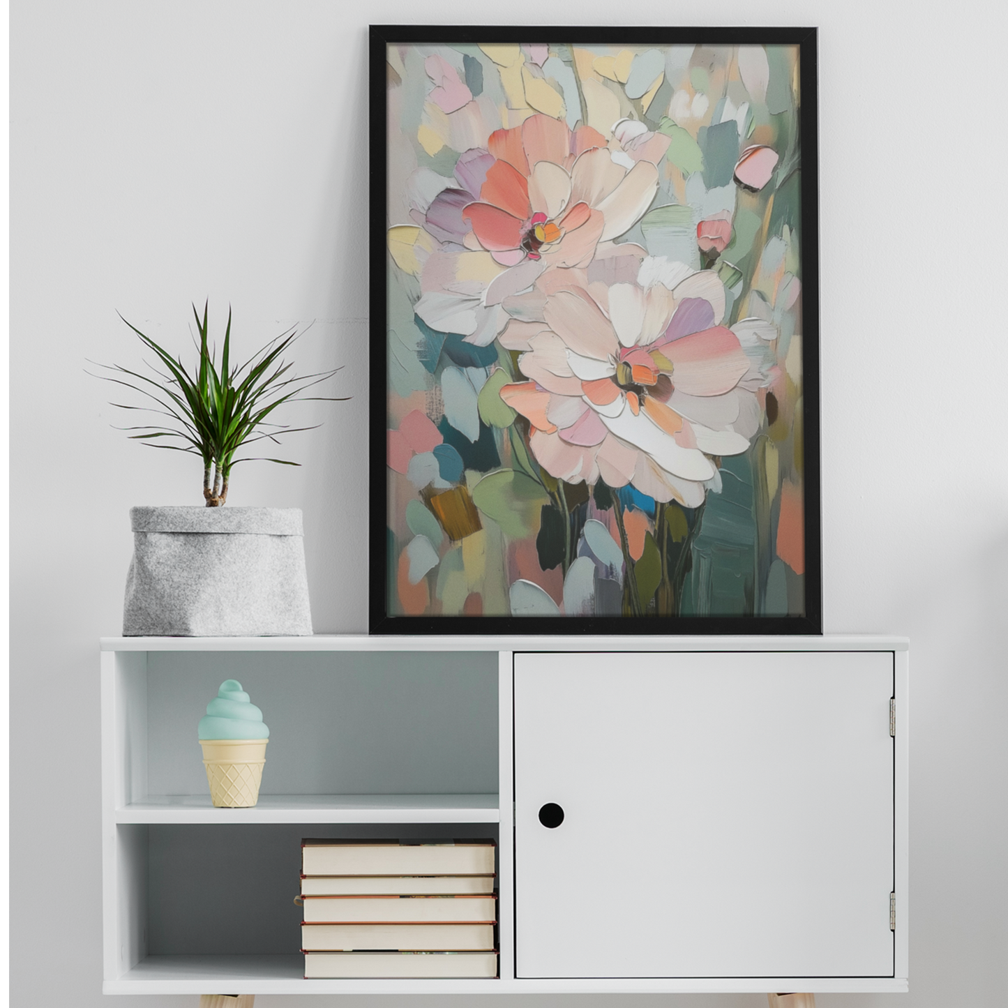 Printed poster of an impressionist-style floral illustration