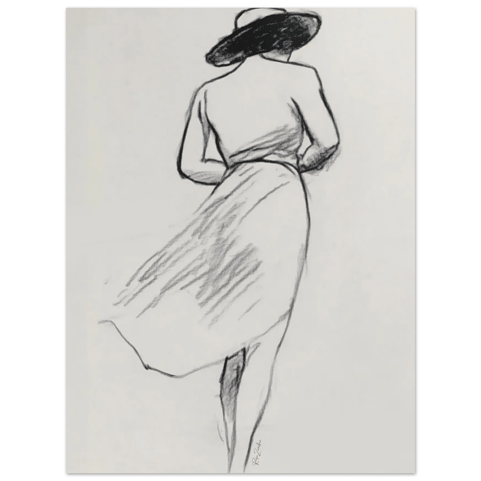 Ecofriendly printed sketch-style poster female silhouette