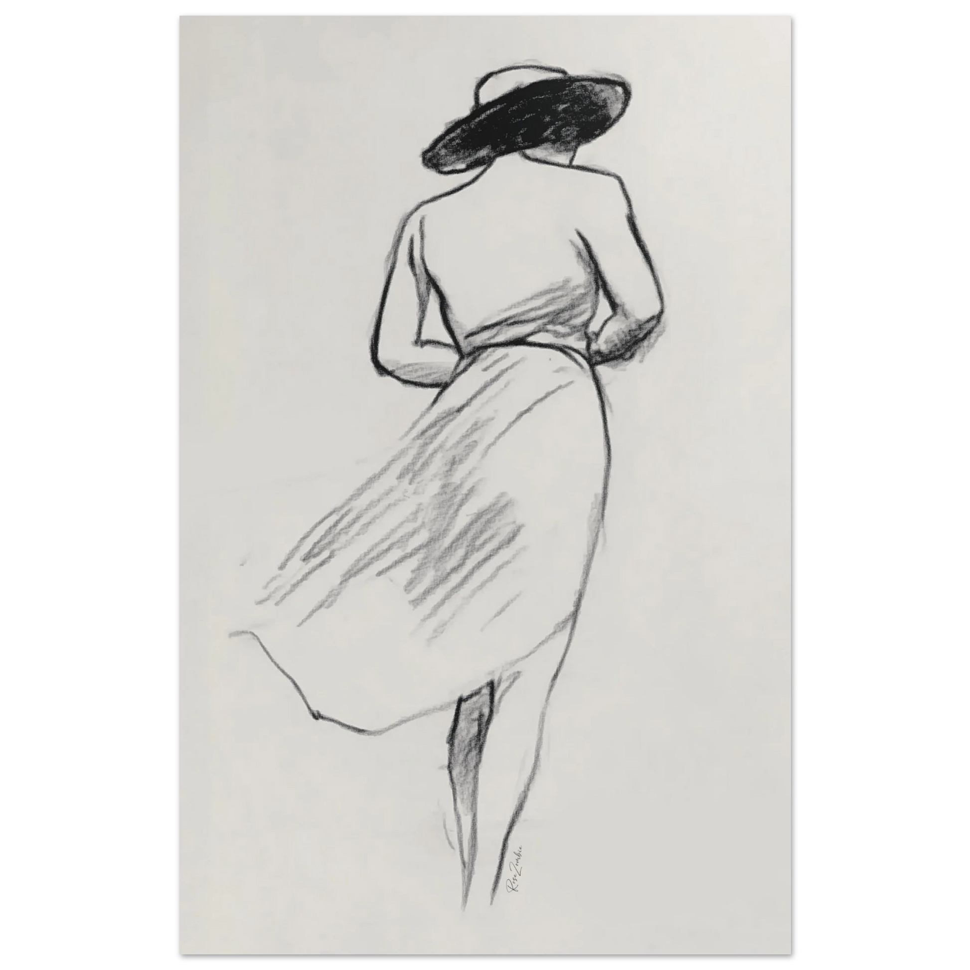 Ecofriendly printed sketch-style poster female silhouette
