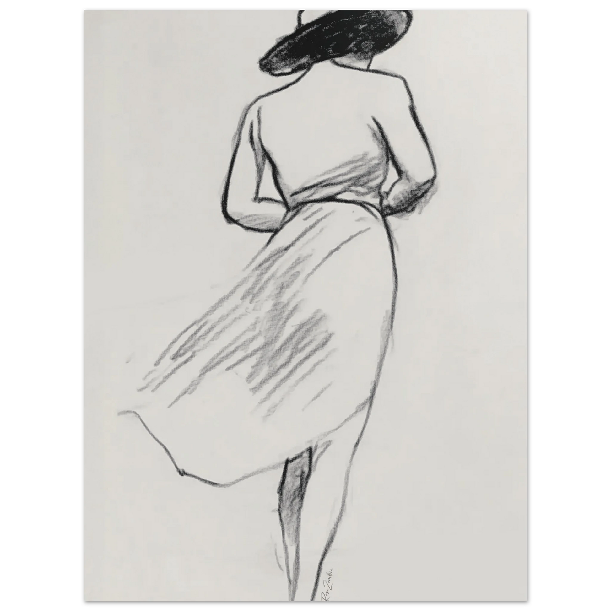 Ecofriendly printed sketch-style poster female silhouette