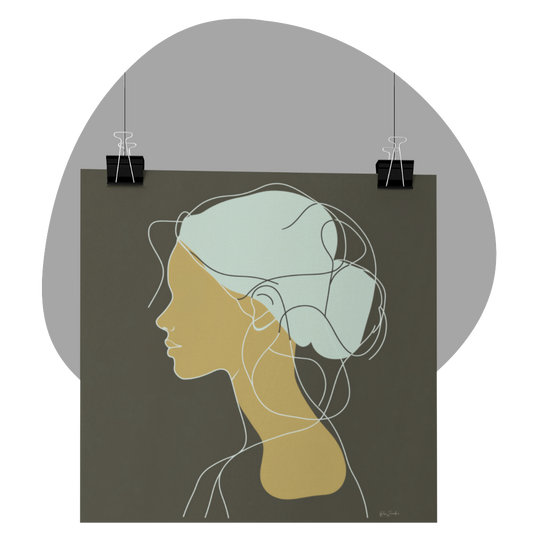 Poster imprimé écolo série Lori - Profil de femme - rose zombie