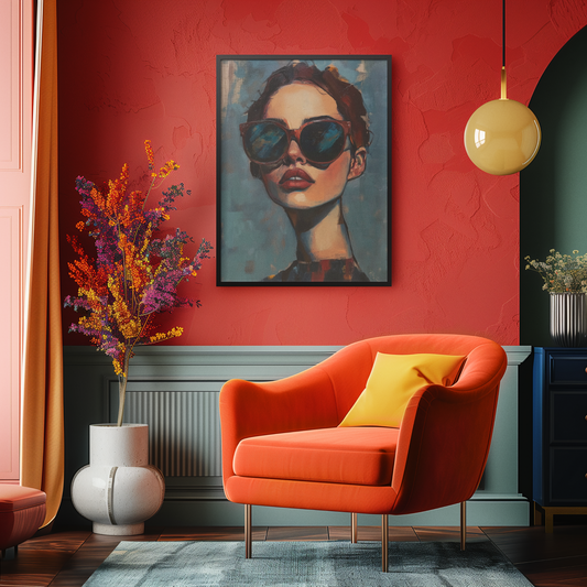 Poster imprimé style peinture d'une jeune femme