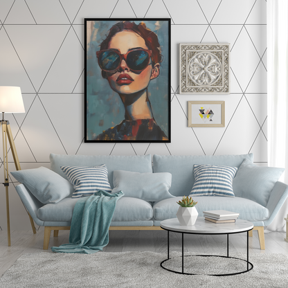 Poster imprimé style peinture d'une jeune femme