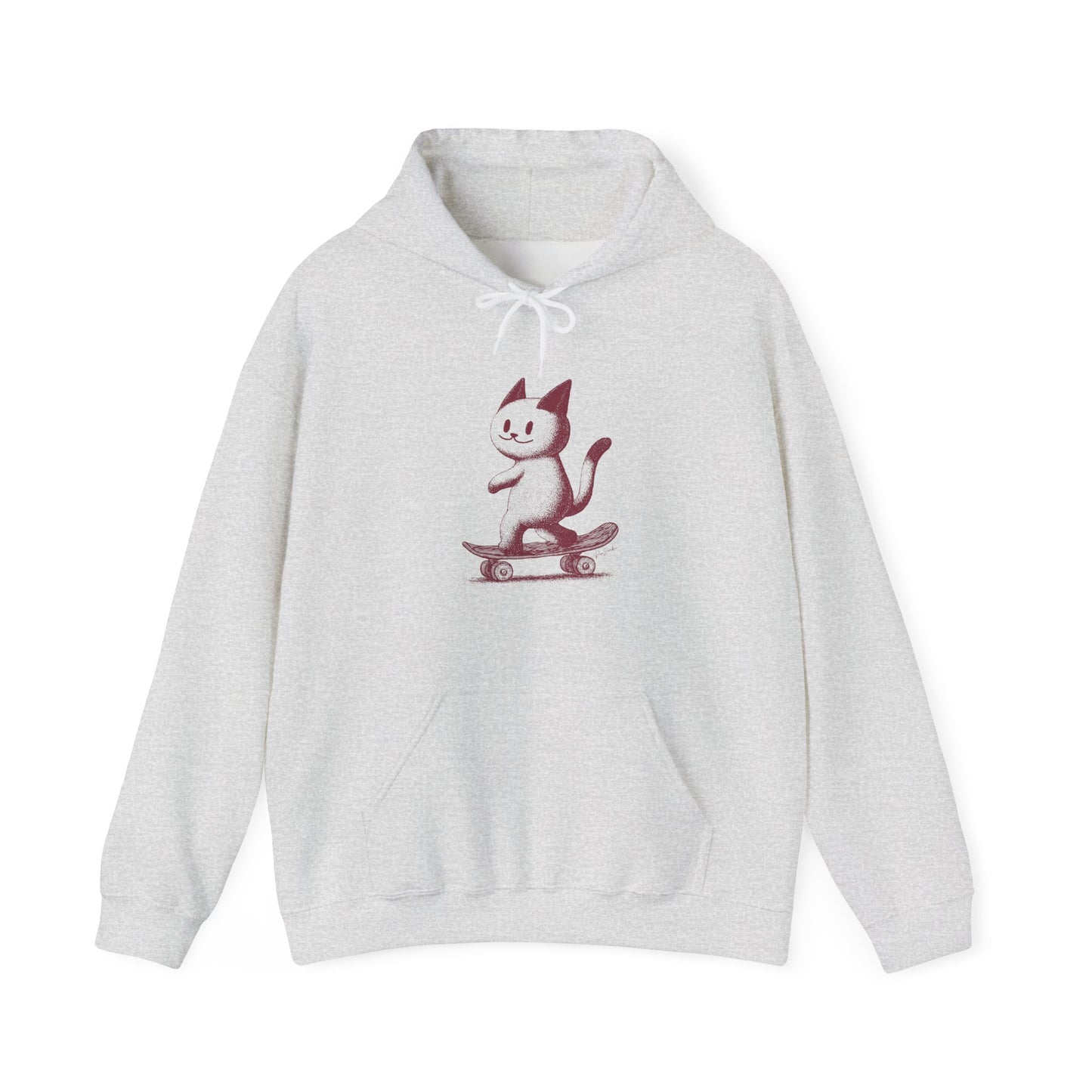 Sustainable Cotton Hoodie - Cat on Skateboard