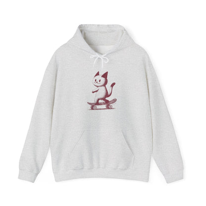 Sustainable Cotton Hoodie - Cat on Skateboard