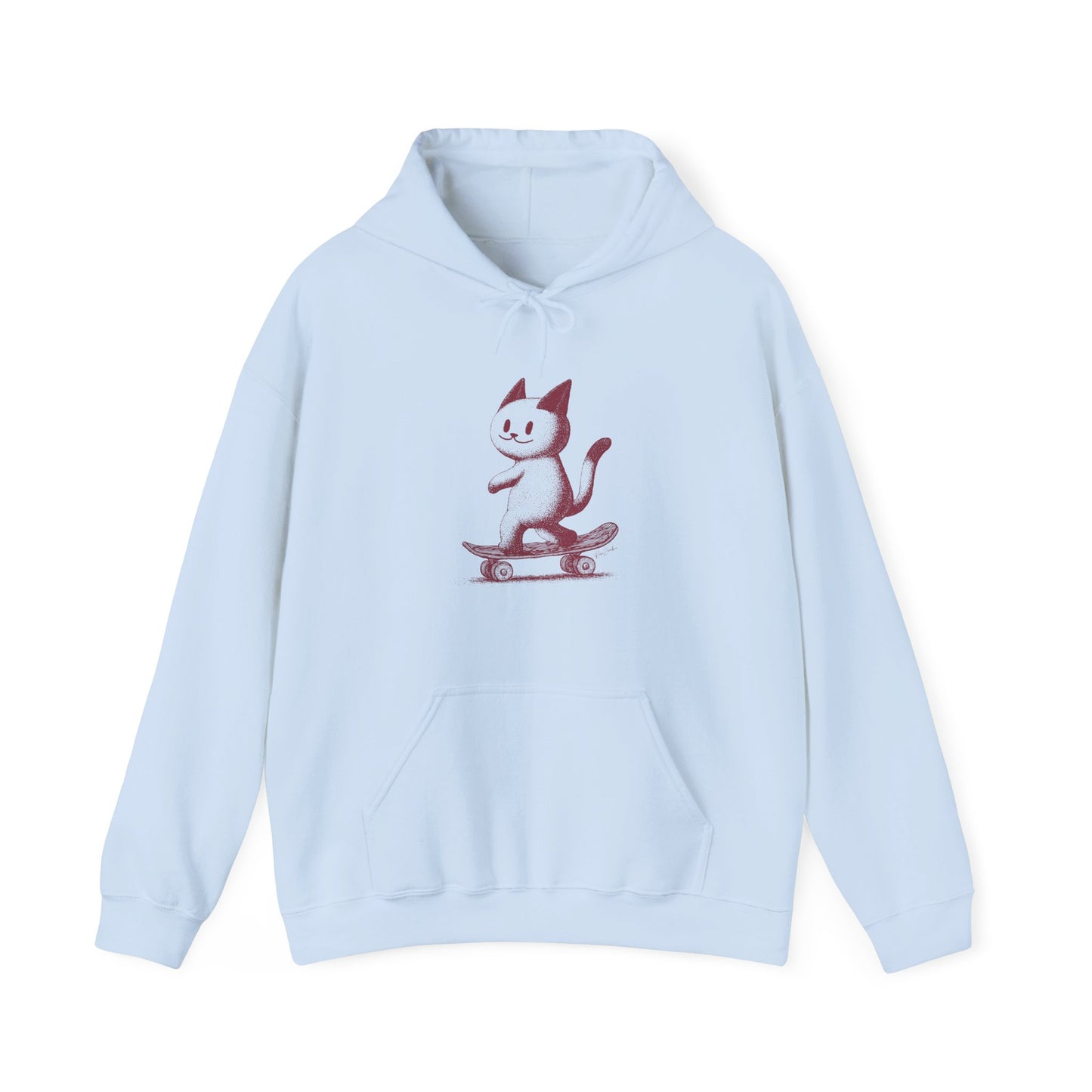 Sustainable Cotton Hoodie - Cat on Skateboard