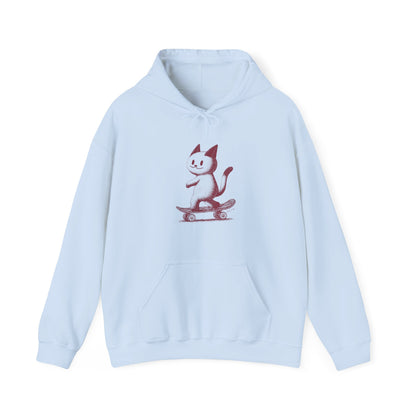 Sustainable Cotton Hoodie - Cat on Skateboard