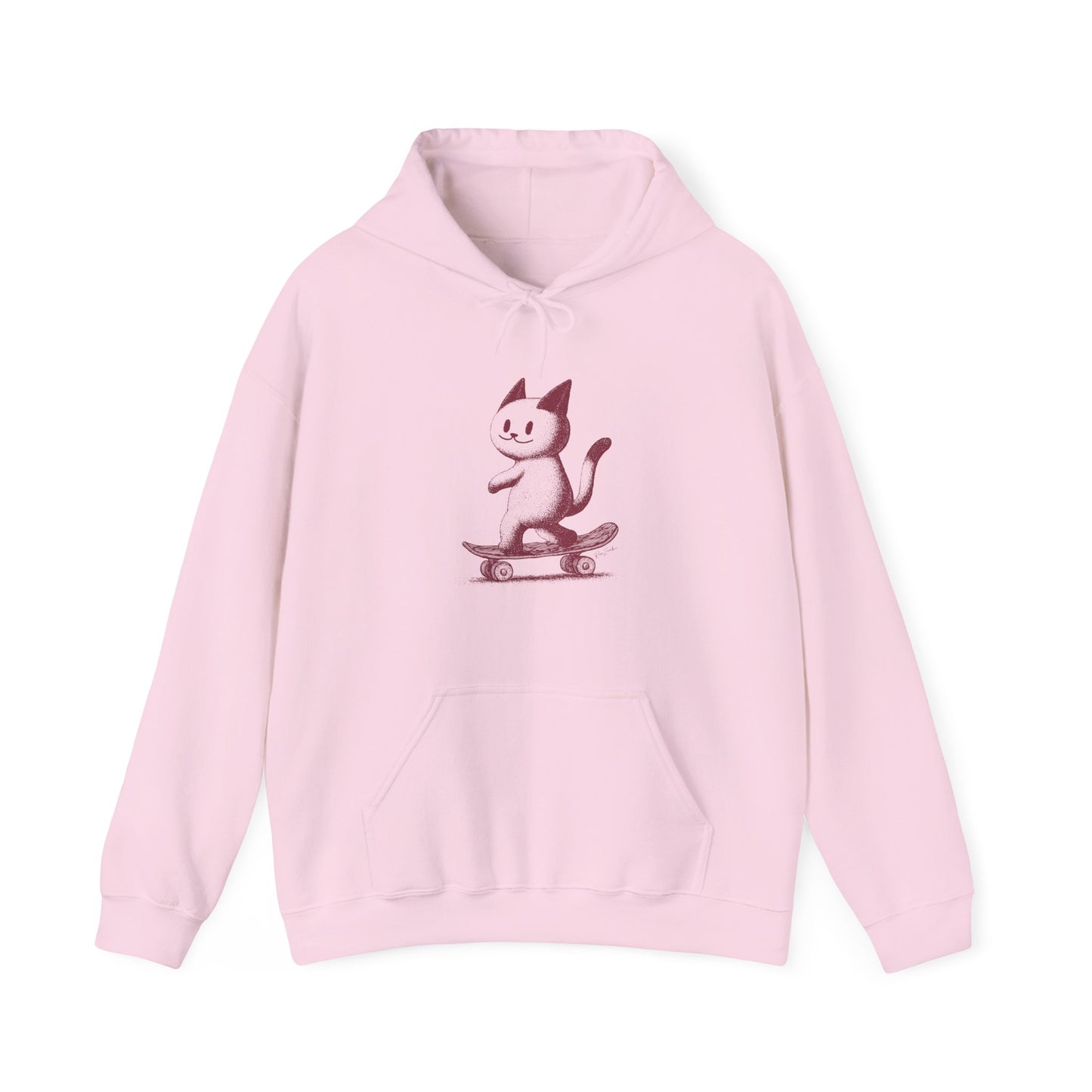 Sustainable Cotton Hoodie - Cat on Skateboard
