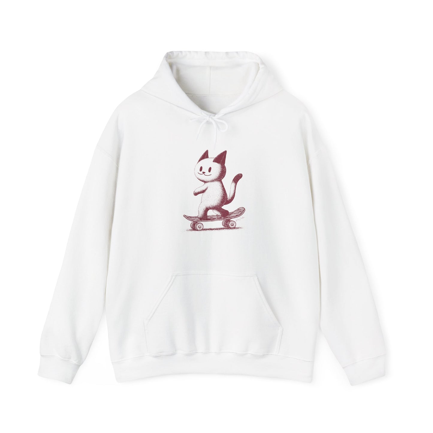 Sustainable Cotton Hoodie - Cat on Skateboard
