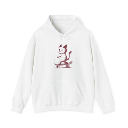 Sustainable Cotton Hoodie - Cat on Skateboard