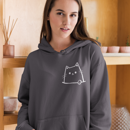 Sweat à capuche en coton durable – Motif de chat minimaliste