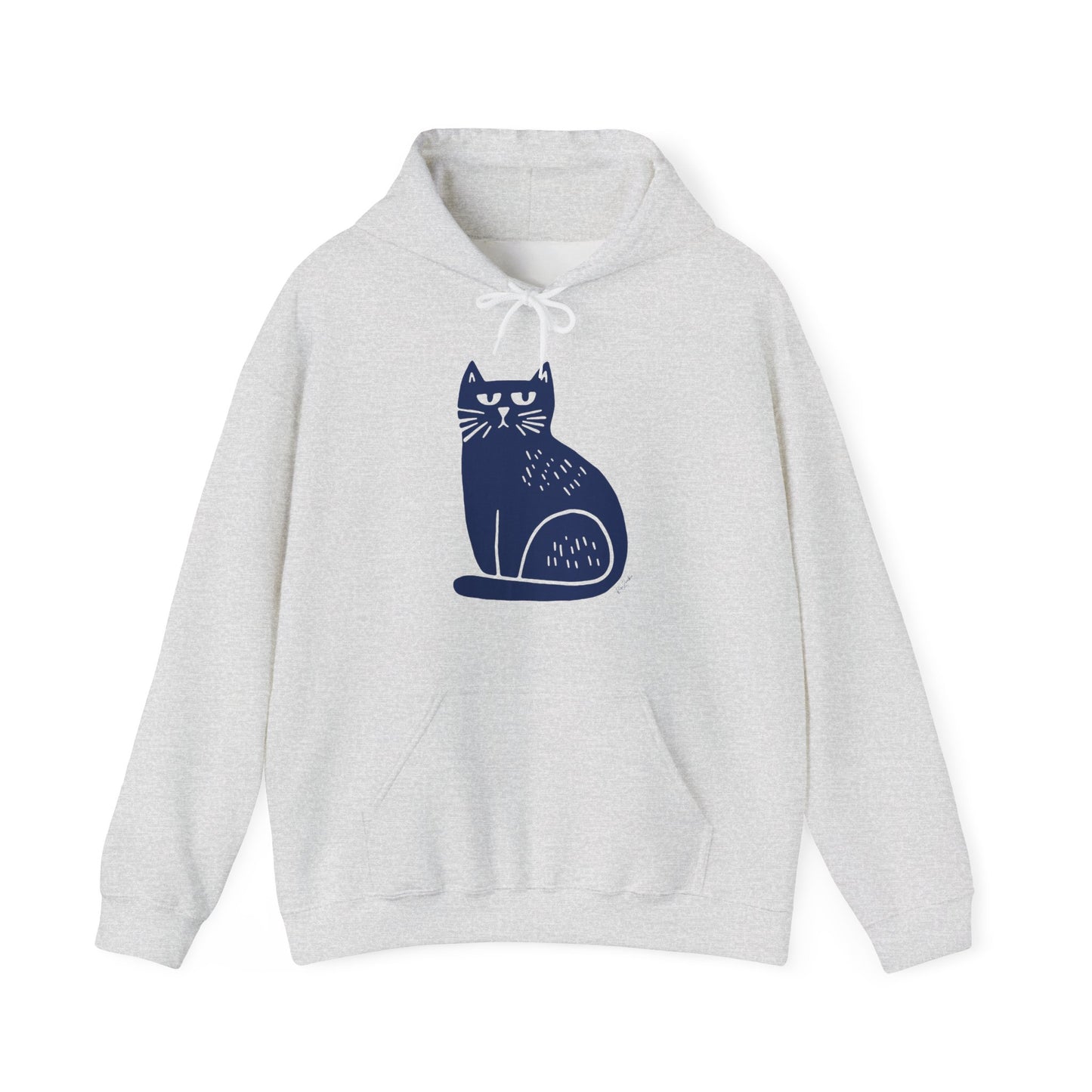 Sweat à capuche en coton durable – Chat bleu minimaliste