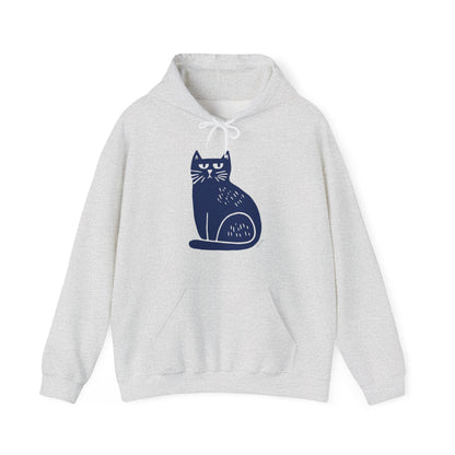 Sweat à capuche en coton durable – Chat bleu minimaliste
