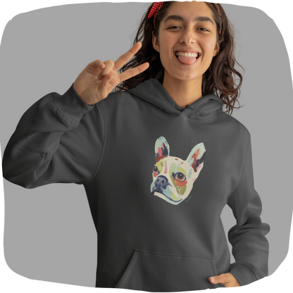 Sweat à capuche en coton durable – Imprimé bouledogue français