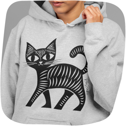 Sweatshirt à capuche en coton durable - Motif de chat - rose zombie