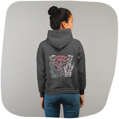 Sweat à capuche en coton Hali - Motif floral - rose zombie