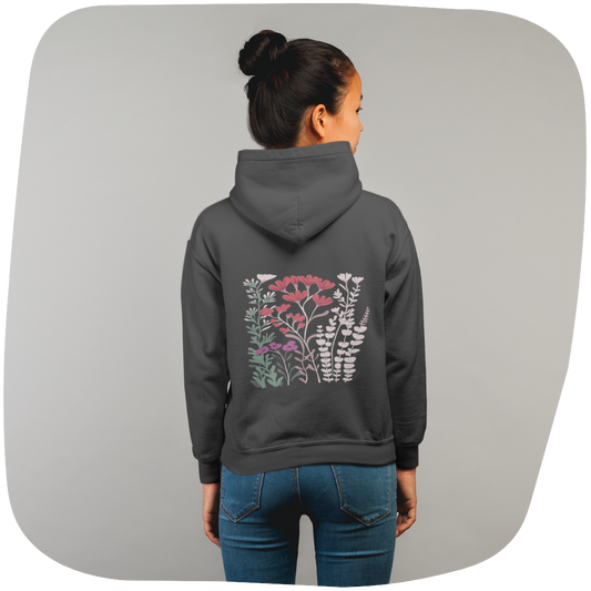 Sweat à capuche en coton Hali - Motif floral - rose zombie
