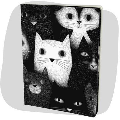Carnet écoresponsable – Grand – Illustration minimaliste de chats noir et blanc