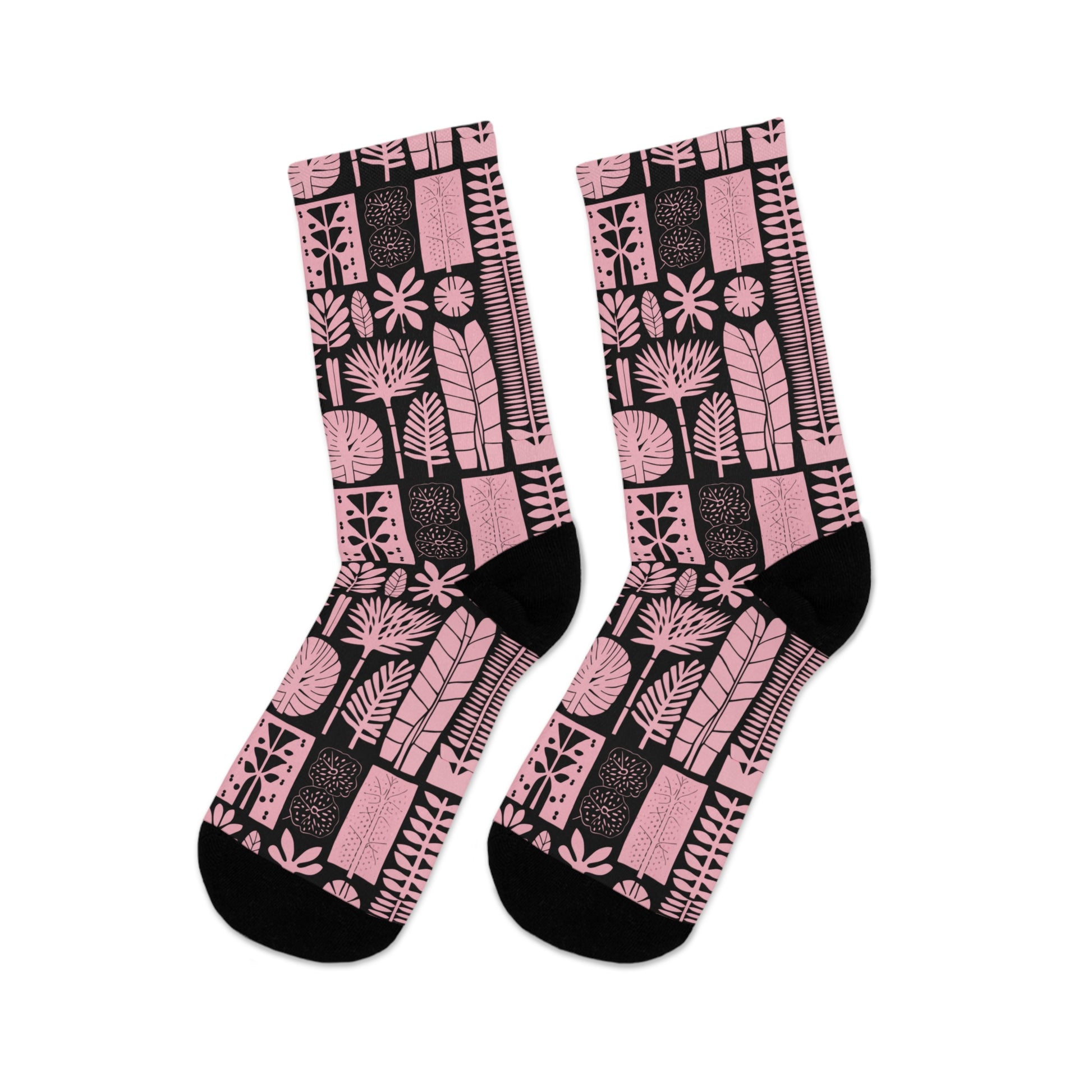Chaussettes écolo - Motif  de plantes tropicales - rose zombie