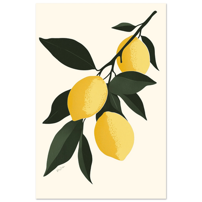 Lemon Tree Branch Poster – Botanical Illustration on FSC Eco-Friendly Paper 