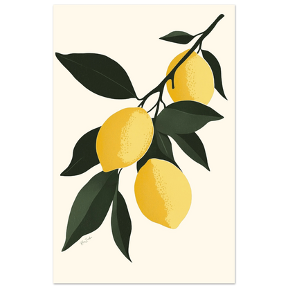 Lemon Tree Branch Poster – Botanical Illustration on FSC Eco-Friendly Paper 