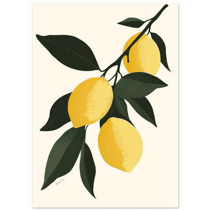 Lemon Tree Branch Poster – Botanical Illustration on FSC Eco-Friendly Paper