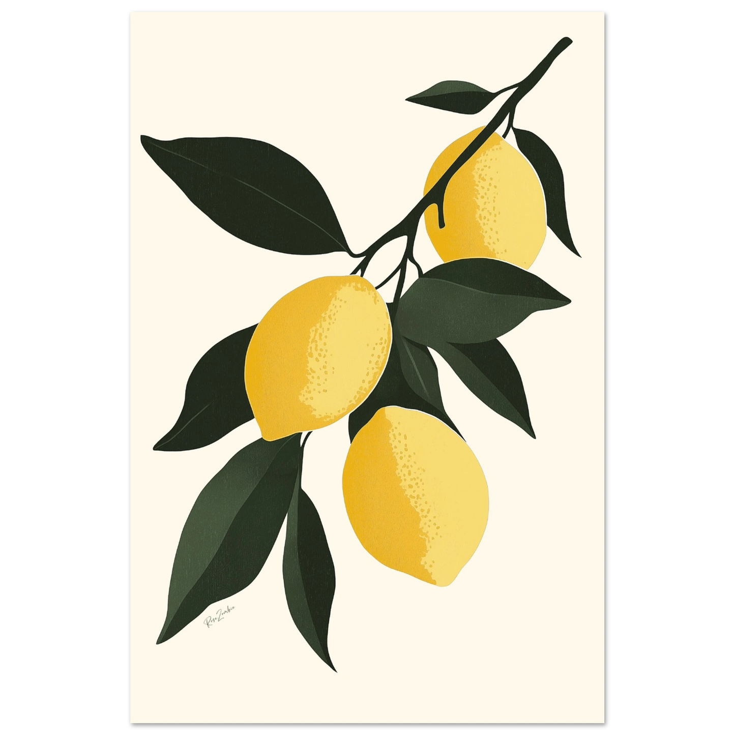 Lemon Tree Branch Poster – Botanical Illustration on FSC Eco-Friendly Paper