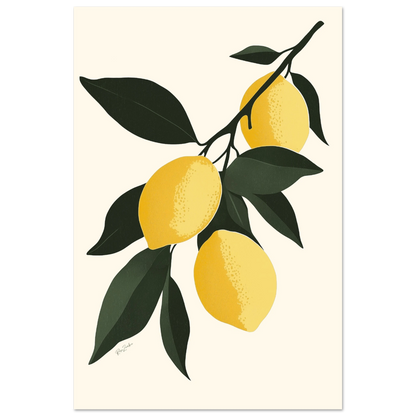 Lemon Tree Branch Poster – Botanical Illustration on FSC Eco-Friendly Paper
